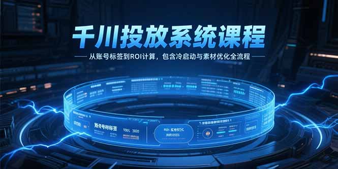 千川投放系统课程，从账号标签到ROI计算，包含冷启动与素材优化全流程-卿云社