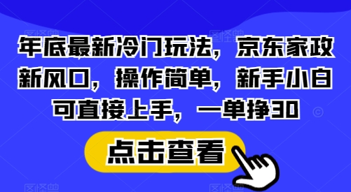 年底最新冷门玩法，京东家政新风口，操作简单，新手小白可直接上手，一单挣30【揭秘】-卿云社