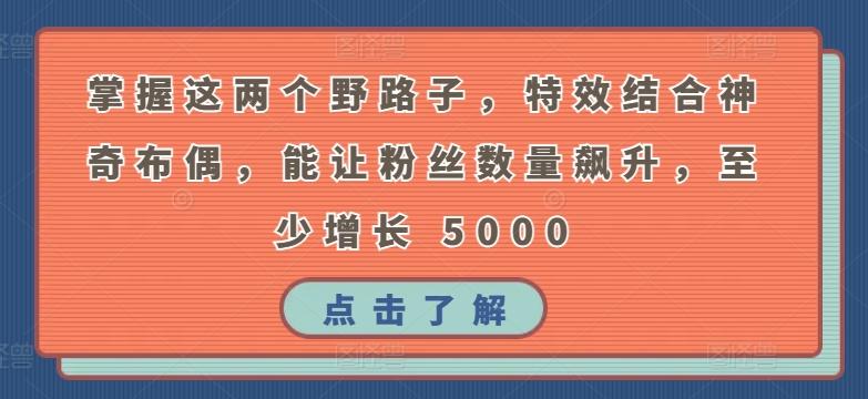 掌握这两个野路子，特效结合神奇布偶，能让粉丝数量飙升，至少增长 5000【揭秘】-卿云社