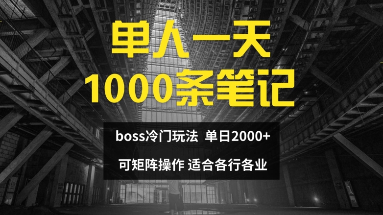 单人一天1000条笔记，日入2000+，BOSS直聘的正确玩法【揭秘】-卿云社