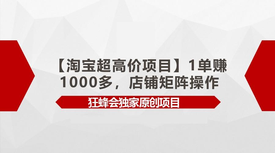 【淘宝超高价项目】1单赚1000多，店铺矩阵操作-卿云社