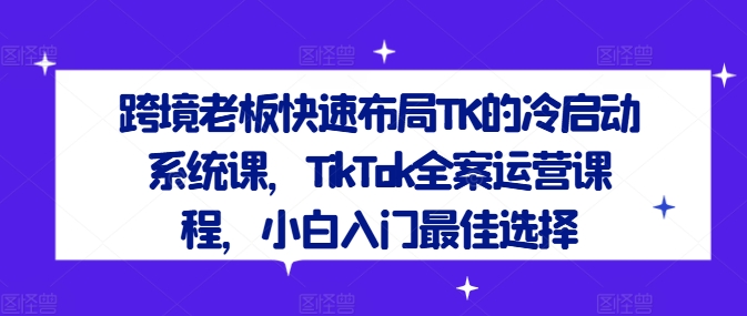 跨境老板快速布局TK的冷启动系统课，TikTok全案运营课程，小白入门最佳选择-卿云社