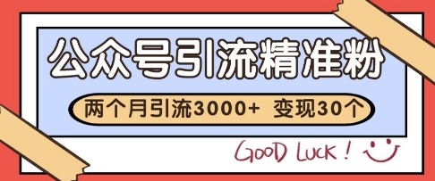 公众号精准粉引流玩法，2个月3000+精准粉，变现30个W【揭秘】-卿云社