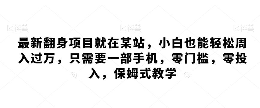最新翻身项目就在某站，小白也能轻松周入过万，只需要一部手机，零门槛，零投入，保姆式教学-卿云社