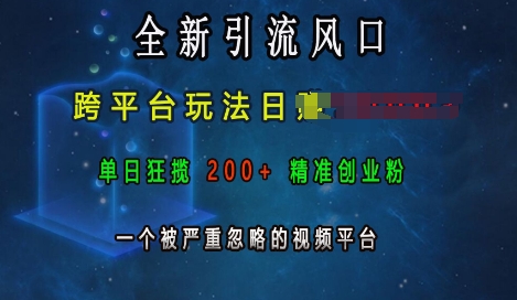全新引流风口，跨平台玩法日入上k，单日狂揽200+精准创业粉，一个被严重忽略的视频平台-卿云社
