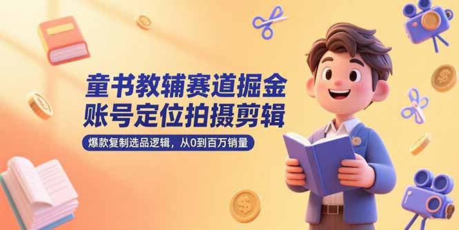 童书教辅赛道掘金，账号定位拍摄剪辑，爆款复制选品逻辑，从0到百万销量-卿云社