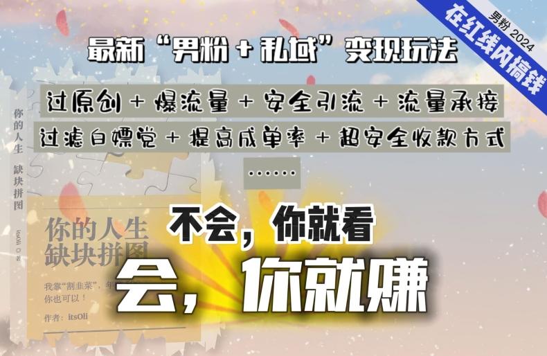 2024，“男粉+私域”还是最耐造、最赚、最轻松、最愉快的变现方式【揭秘】-卿云社