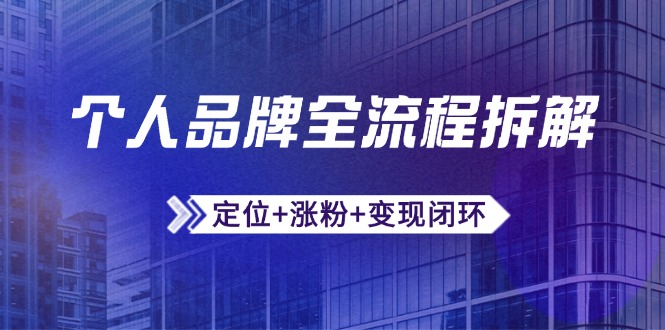 个人品牌全流程拆解：定位+涨粉+变现闭环，微信生态运营与资源整合-卿云社