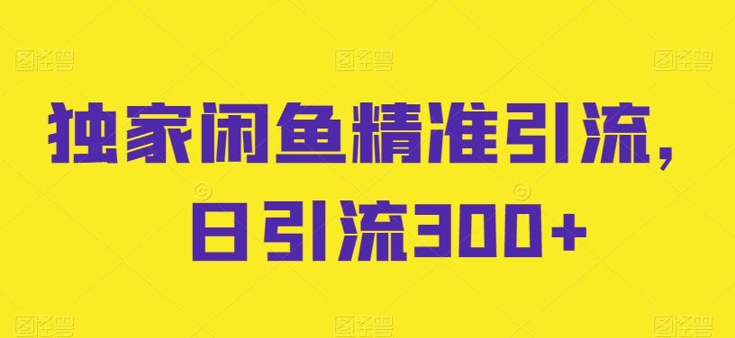 独家闲鱼精准引流，日引流300+【揭秘】-卿云社