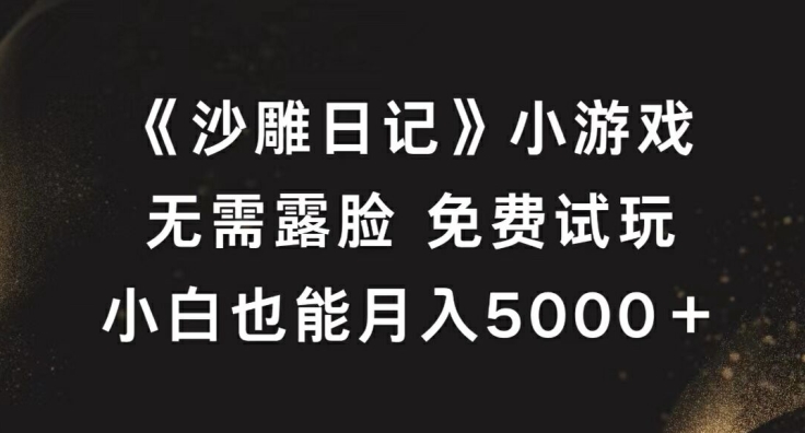 《沙雕日记》小游戏，无需露脸免费试玩，小白也能月入5000+【揭秘】-卿云社