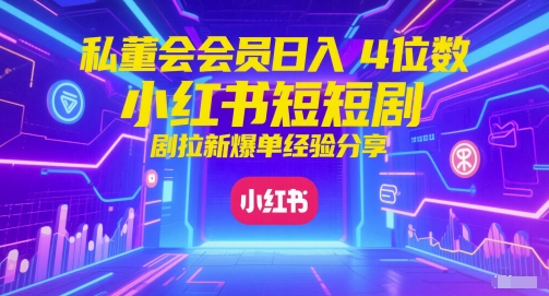 私董会会员日入4位数小红书红果短剧拉新爆单经验分享-卿云社