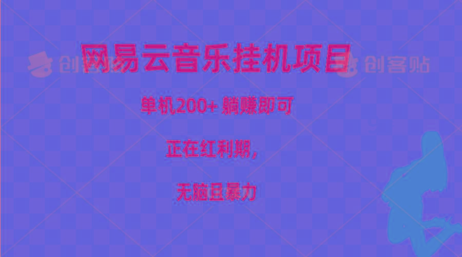 网易云音乐挂机项目，单机200+，躺赚即可，正在红利期，无脑且暴力-卿云社