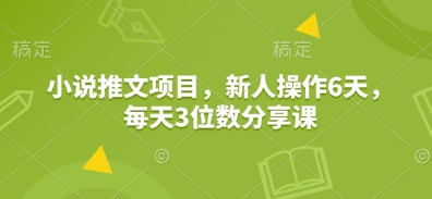 小说推文项目，新人操作6天，每天3位数分享课-卿云社