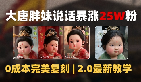 AI大唐胖贵妃说话2.0，40条视频暴涨40w粉，附独家变现攻略-卿云社