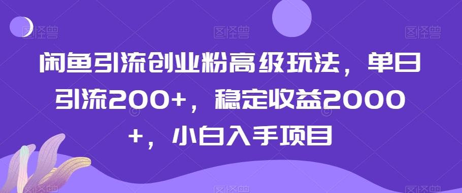 闲鱼引流创业粉高级玩法，单日引流200+，稳定收益2000+，小白入手项目-卿云社