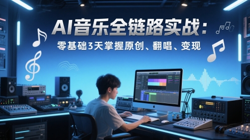 AI音乐全链路实战变现课：零基础3天掌握原创、翻唱、变现-卿云社