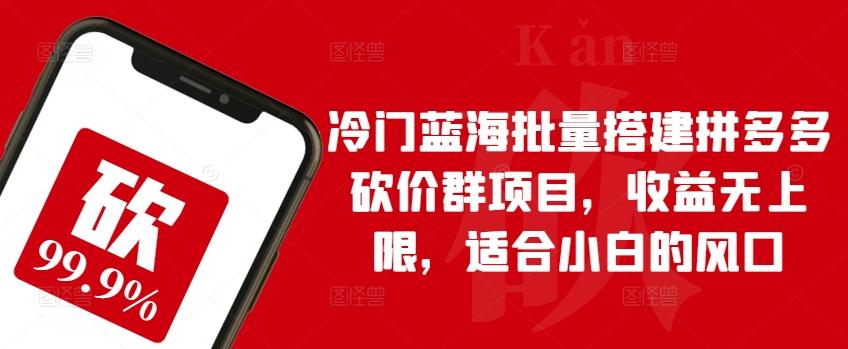 冷门蓝海批量搭建拼多多砍价群项目，收益无上限，适合小白的风口【揭秘】-卿云社