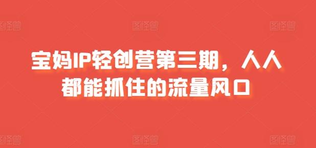 宝妈IP轻创营第三期，人人都能抓住的流量风口-卿云社