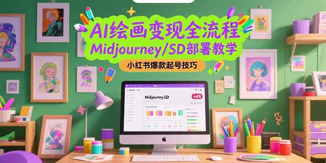 AI绘画变现全流程，Midjourney/SD部署教学，小红书爆款起号技巧-卿云社