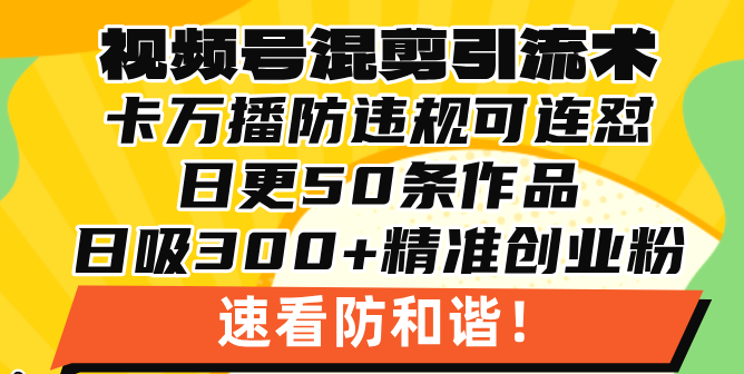 视频号混剪引流技术，500万播放引流17000创业粉，操作简单当天学会-卿云社