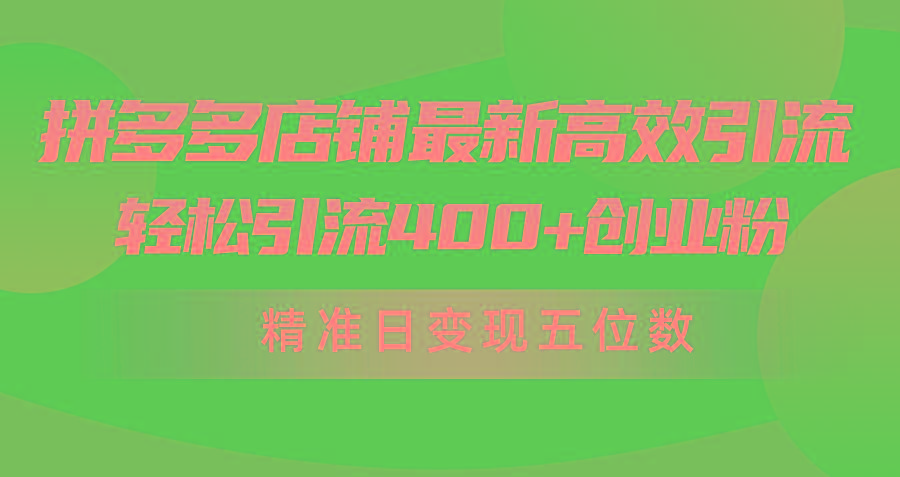 (10041期)拼多多店铺最新高效引流术，轻松引流400+创业粉，精准日变现五位数！-卿云社
