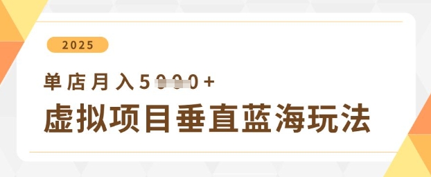 虚拟项目垂直玩法，实现单店月入5k+-卿云社