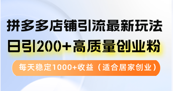 拼多多店铺引流最新玩法，日引200+高质量创业粉，每天稳定1000+收益(...-卿云社