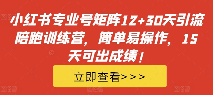 小红书专业号矩阵12+30天引流陪跑训练营，简单易操作，15天可出成绩!-卿云社