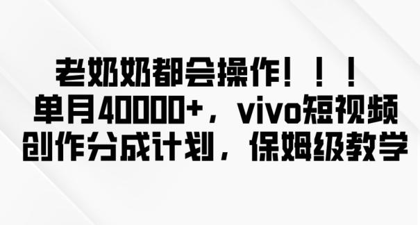 老奶奶都会操作，新平台无脑操作，单月40000+，vivo短视频创作分成计划【揭秘】-卿云社