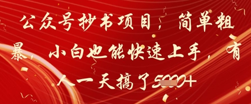 公众号抄书项目，简单粗暴，小白也能快速上手，有人一天搞了1k+-卿云社
