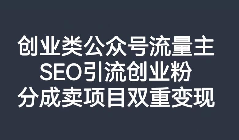 创业类公众号流量主，SEO引流创业粉，分成卖项目双重变现【揭秘】-卿云社