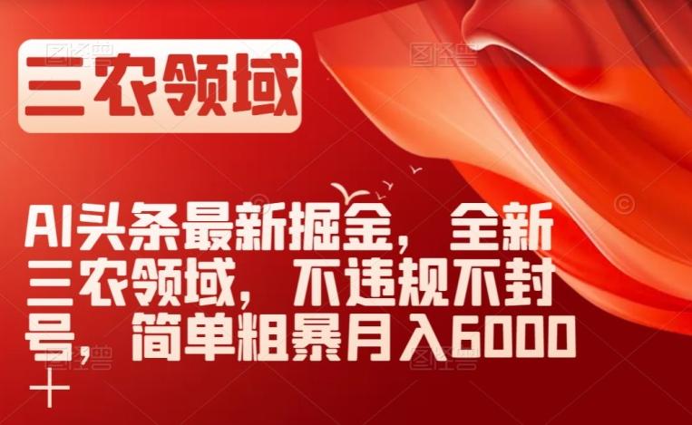 AI头条最新掘金，全新三农领域，不违规不封号，简单粗暴月入6000＋【揭秘】-卿云社