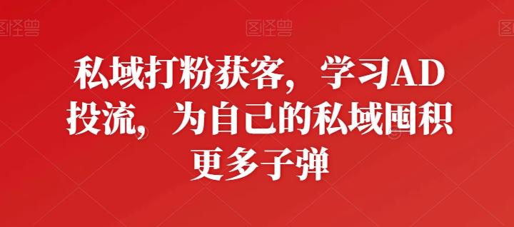 私域打粉获客，学习AD投流，为自己的私域囤积更多子弹-卿云社