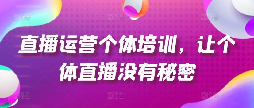 直播运营个体培训，让个体直播没有秘密，起号、货源、单品打爆、投流等玩法-卿云社