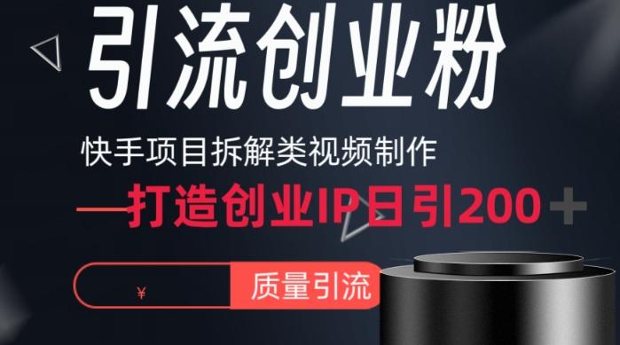 快手项目拆解类视频详细制作流程打造个人IP，单日引流200+高质量创业粉【揭秘】-卿云社