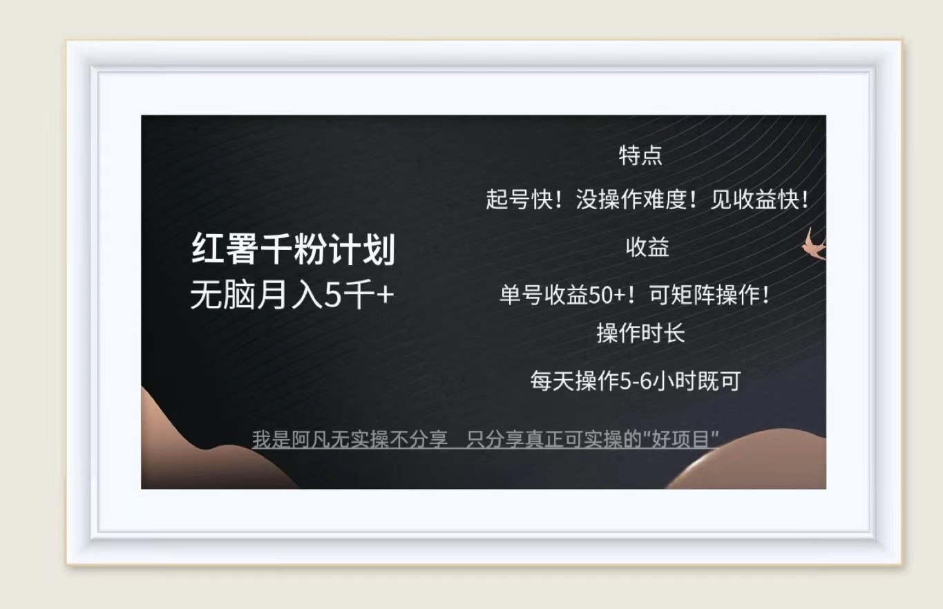 红薯千粉计划无脑月入5千+！既做既赚！-卿云社