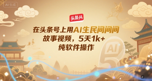 在头条号上用AI生民间故事视频，5天1k+，纯软件操作-卿云社