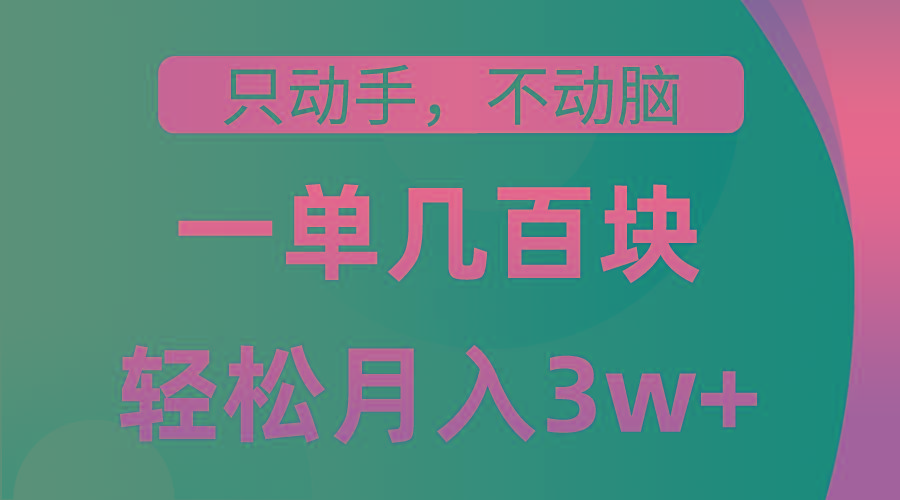 只动手不动脑，一单几百块，轻松月入3w+，看完就能直接操作，详细教程-卿云社