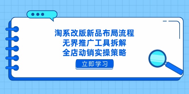 淘系改版新品布局流程，无界推广工具拆解，全店动销实操策略-卿云社