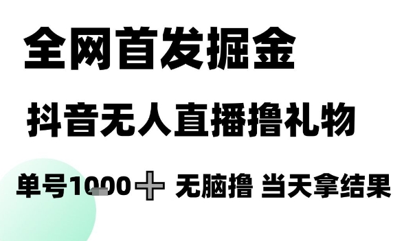 全网首发掘金抖音无人直播撸礼物，单号1k +无脑撸，当天拿结果【揭秘】-卿云社