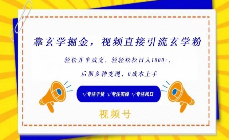 靠玄学掘金，视频直接引流玄学粉， 轻松开单成交，后期多种变现，0成本上手【揭秘】-卿云社