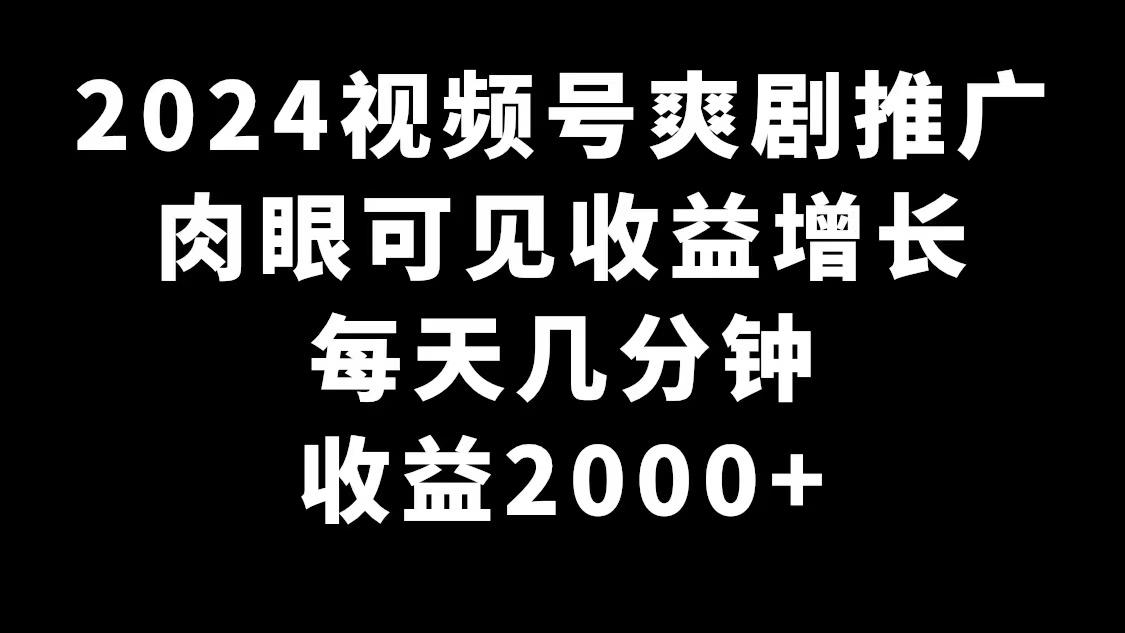 2024视频号爽剧推广，肉眼可见的收益增长，每天几分钟收益2000+-卿云社