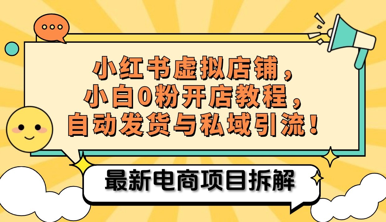 小红书电商，小白虚拟类目店铺教程，被动收益+私域引流-卿云社