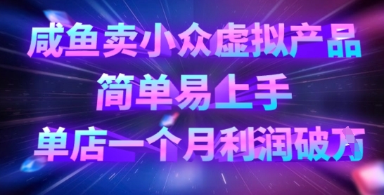咸鱼卖小众虚拟产品，简单易上手，单店一个月利润破W-卿云社