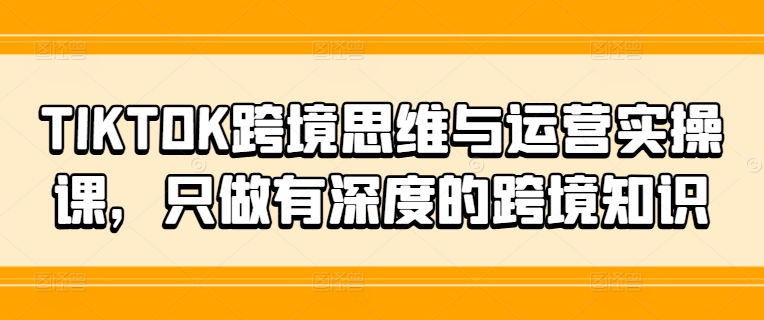 TIKTOK跨境思维与运营实操课，只做有深度的跨境知识-卿云社