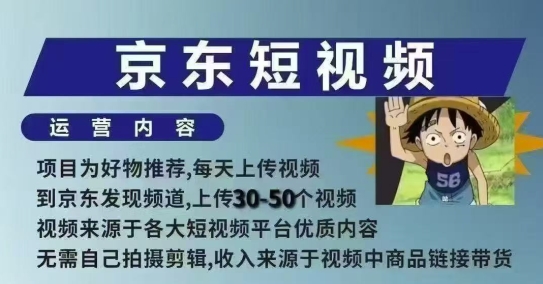 京东短视频带货课，无需自己拍摄剪辑，保姆式教学，两天快速上手-卿云社