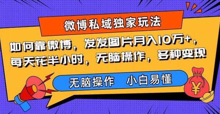 如何靠微博，发发图片月入10万+，‌每天花半小时，无脑操作，多种变现-卿云社