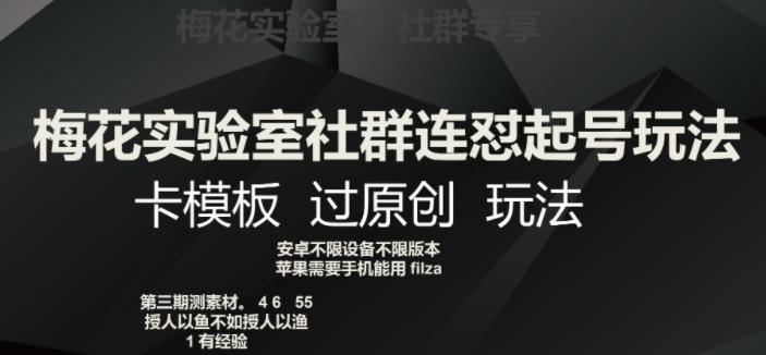 梅花实验室社群连怼起号玩法，卡模板过原创玩法【揭秘】-卿云社