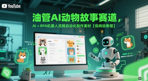 油管AI动物故事赛道，AI+RPA机器人流程自动化制作素材【保姆级教程】-卿云社