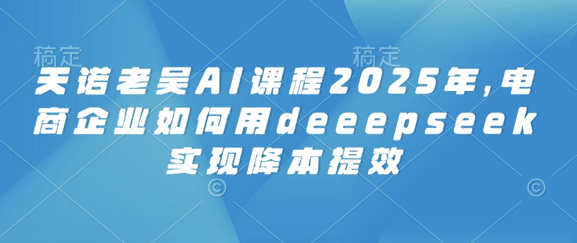 天诺老吴AI课程2025年，电商企业如何用deeepseek实现降本提效-卿云社